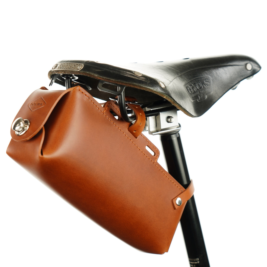 Bicycle Leather Saddle Bag for ABUS folding lock - Leather Bicycle Accessory - Souma Leather