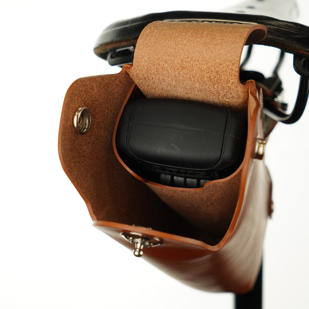 Bicycle Leather Saddle Bag for ABUS folding lock - Leather Bicycle Accessory - Souma Leather