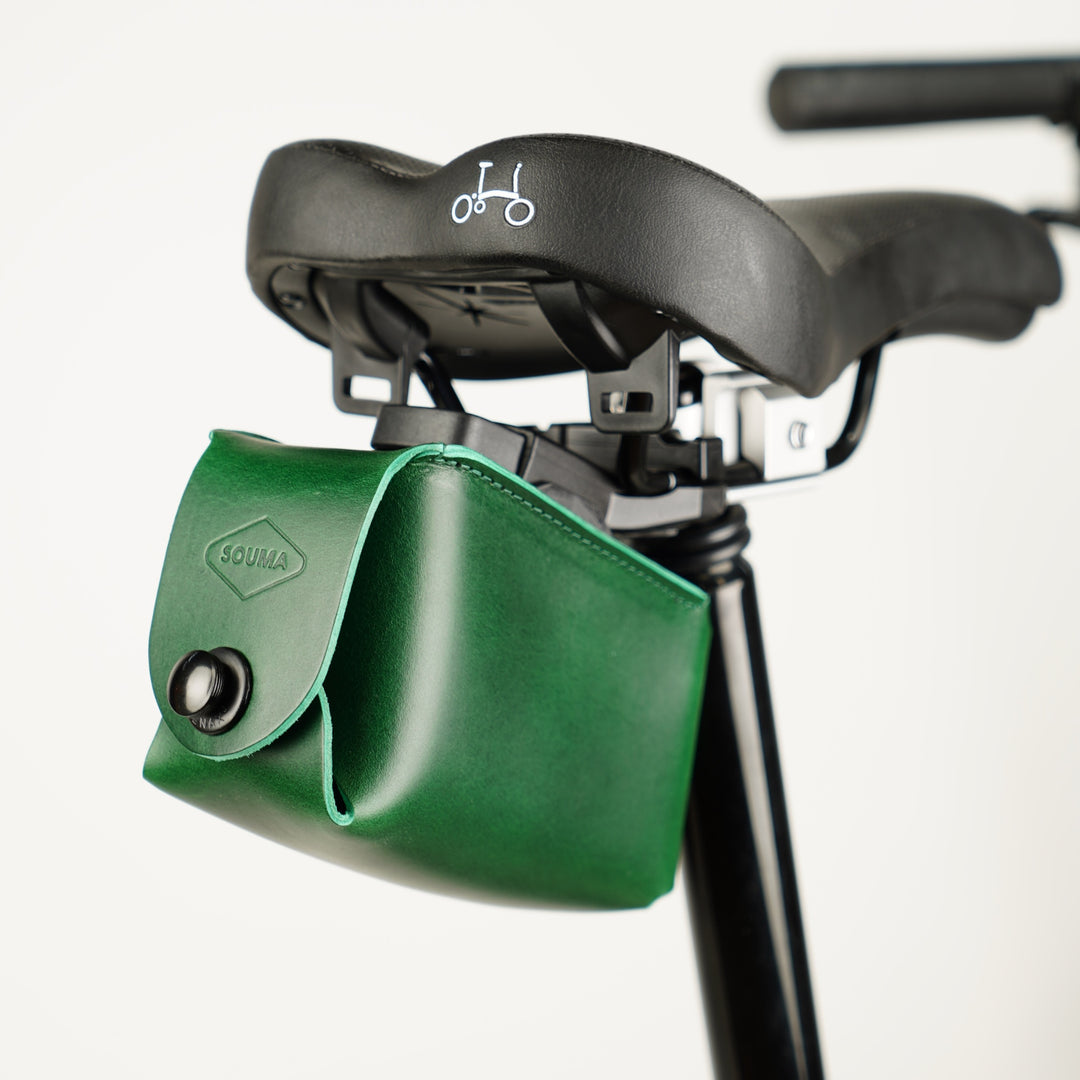 Bicycle Leather Saddle Bag - Quick Release - Brompton bag - Souma Leather