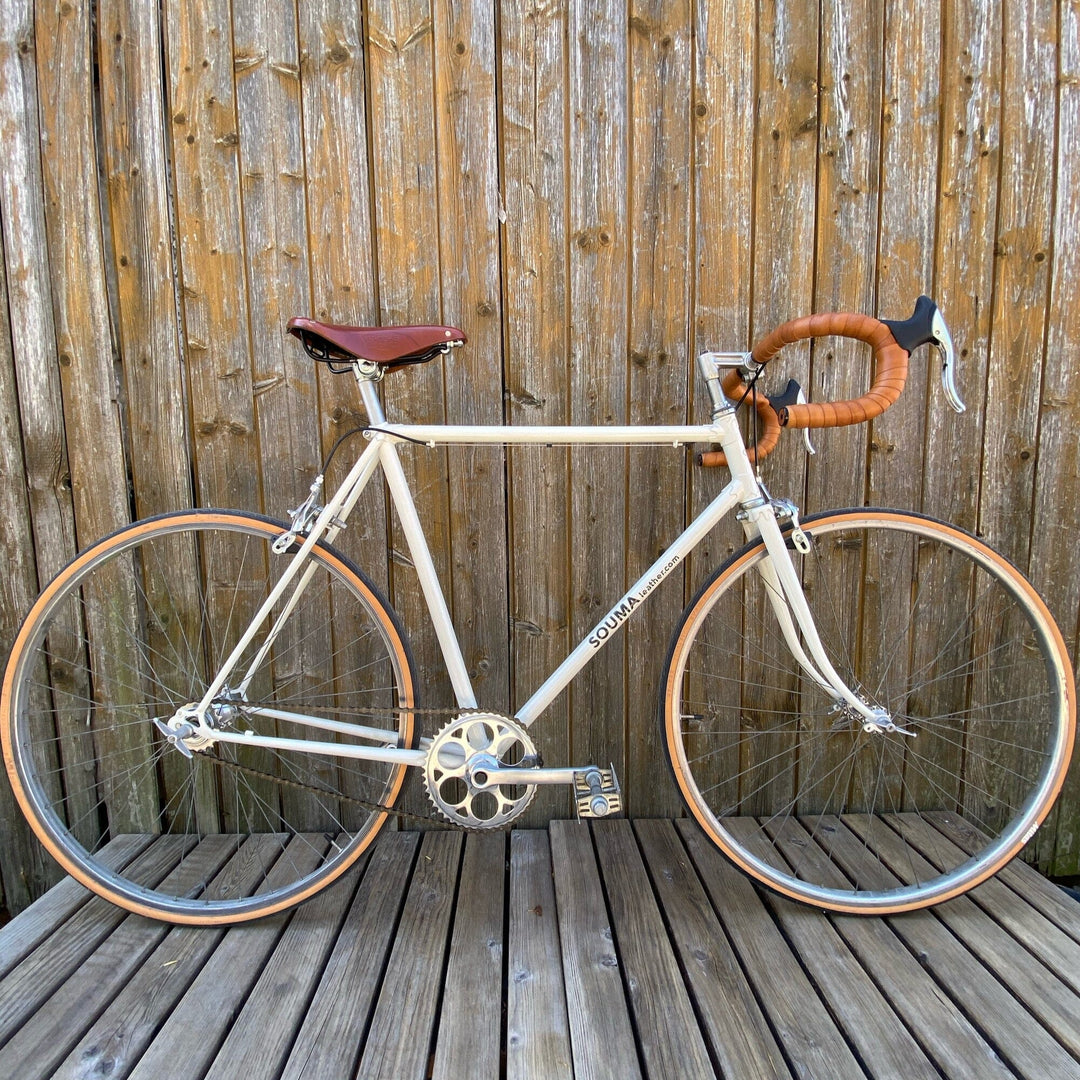 Bicycle with leather accessories 