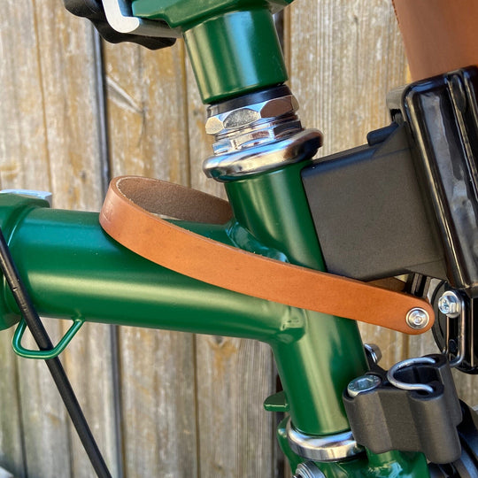 Front carrier block strap for Brompton Souma Leather Honey 
