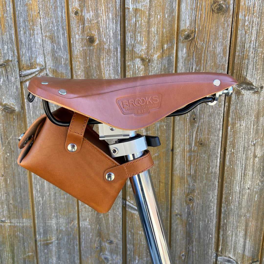 Leather Saddle Bag for Bicycles and Brompton bicycle - Leather Bicycle Accessory - Souma Leather