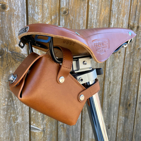 Leather Saddle Bag for Bicycles and Brompton bicycle - Leather Bicycle Accessory - Souma Leather