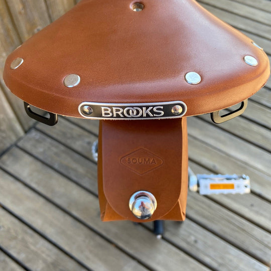 Leather Saddle Bag for Bicycles and Brompton bicycle - Leather Bicycle Accessory - Souma Leather