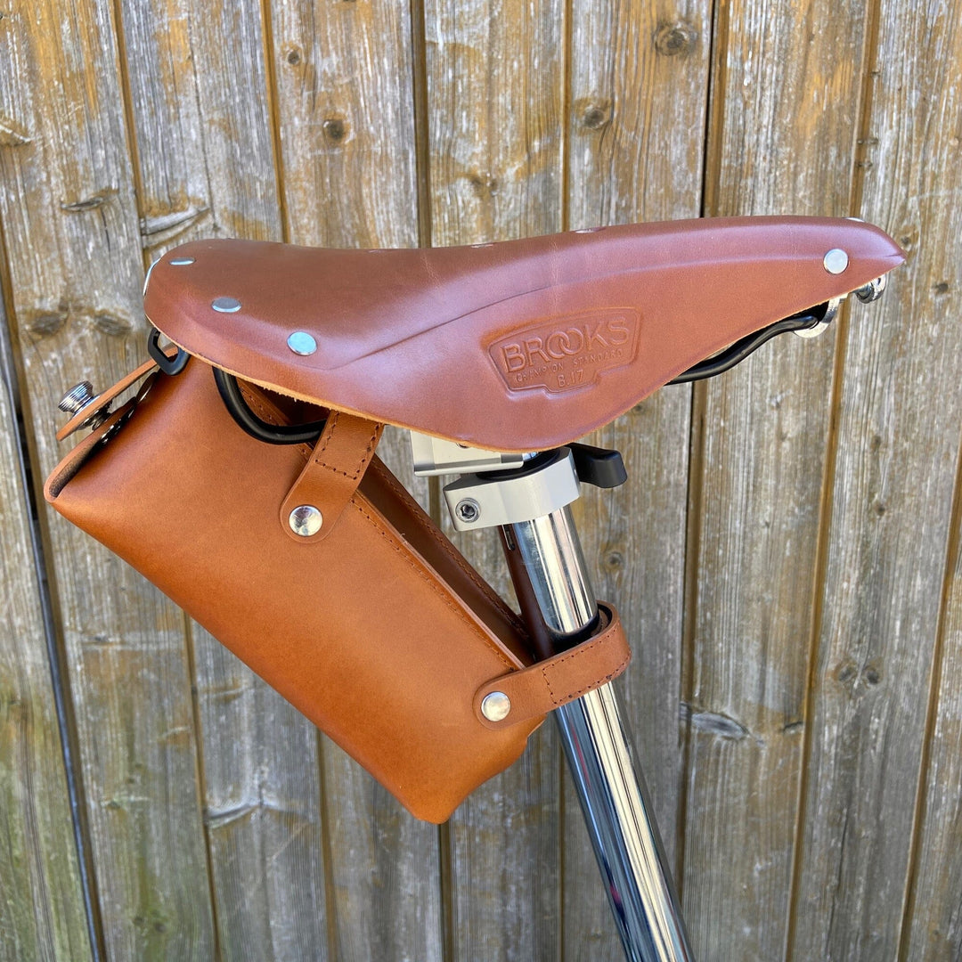 Leather Saddle Bag for Bicycles and Brompton bicycle - Leather Bicycle Accessory - Souma Leather