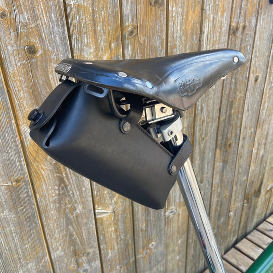Leather Saddle Bag for Bicycles and Brompton bicycle - Leather Bicycle Accessory - Souma Leather