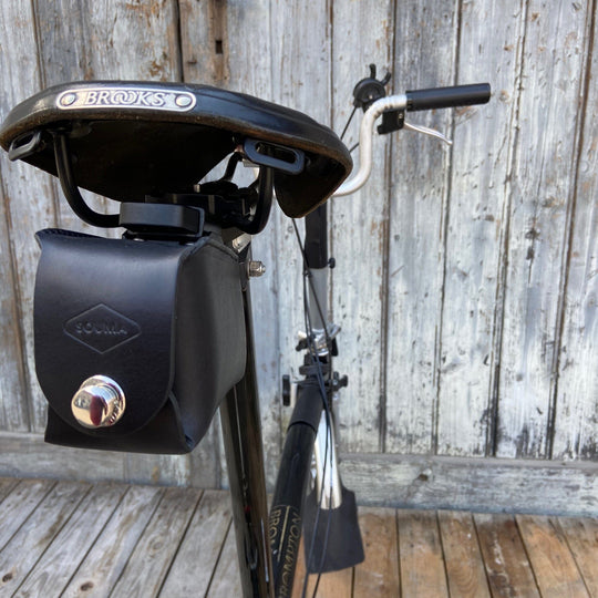 Bicycle Leather Saddle Bag - Quick Release - Brompton bag - Souma Leather