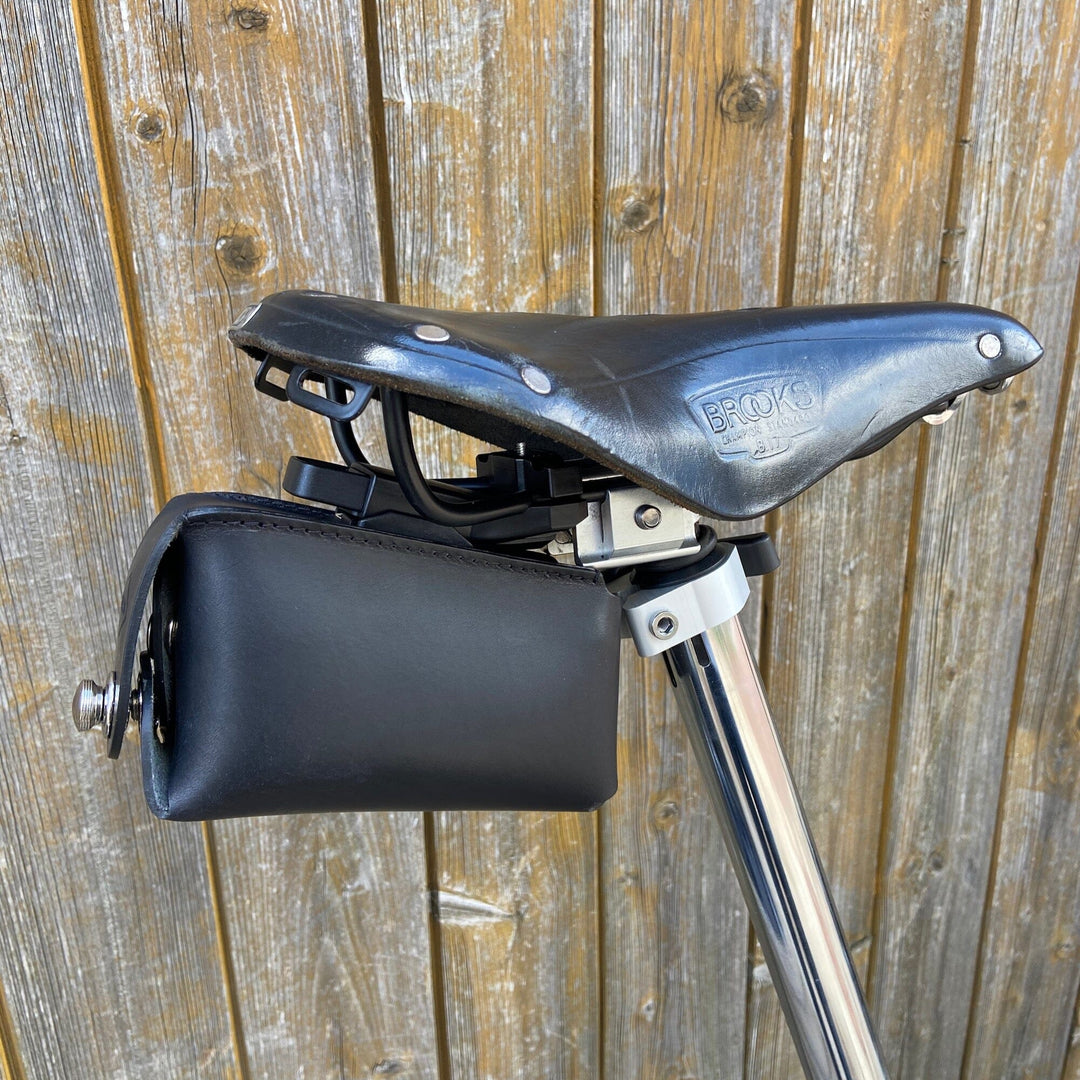 Bicycle Leather Saddle Bag - Quick Release - Brompton bag - Souma Leather