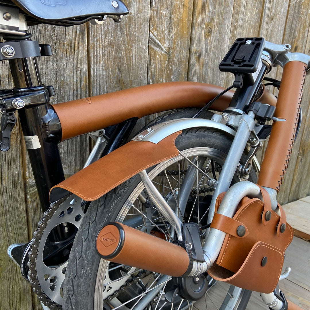 Full Frame Leather Protector Set for Brompton Bicycle - Sew on Souma Leather 