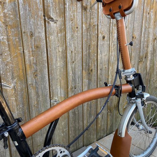 Full Frame Leather Protector Set for Brompton Bicycle - Sew on - Bicycle Covers - Souma Leather