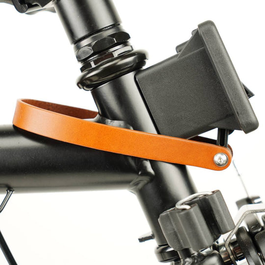 Honey Leather Front Carrier Block Strap for Brompton - Brompton - Souma Leather - side view