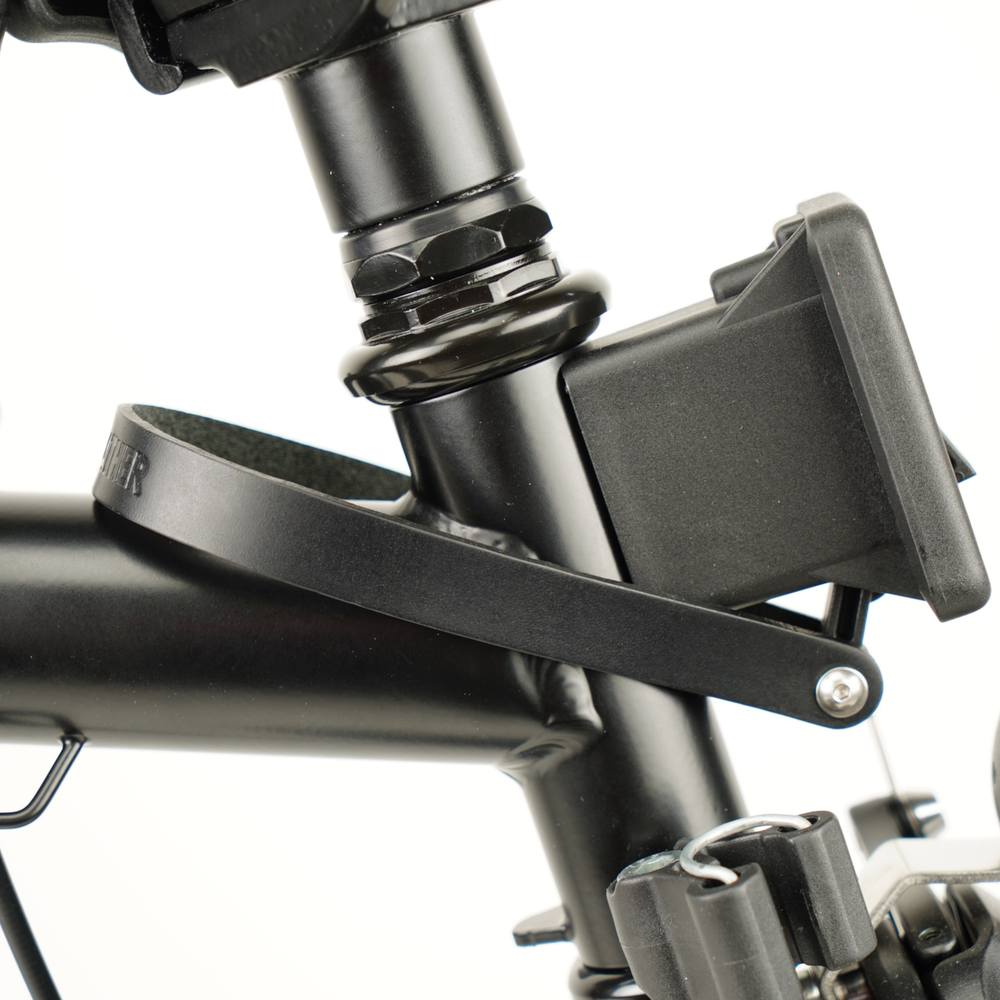 Black Leather Front Carrier Block Strap for Brompton - Brompton - Souma Leather - side view