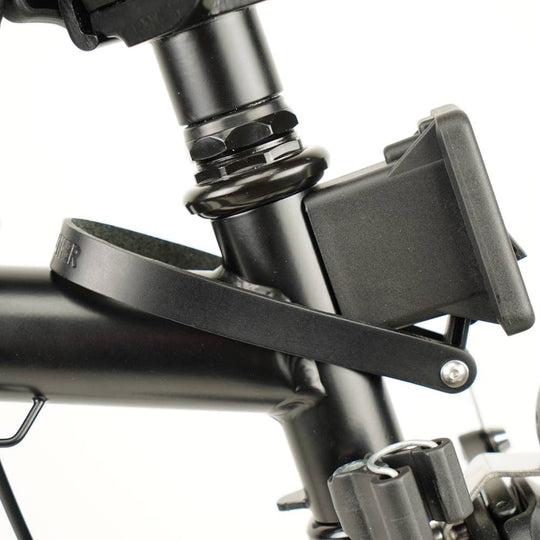 Black Leather Front Carrier Block Strap for Brompton - Brompton - Souma Leather - side view