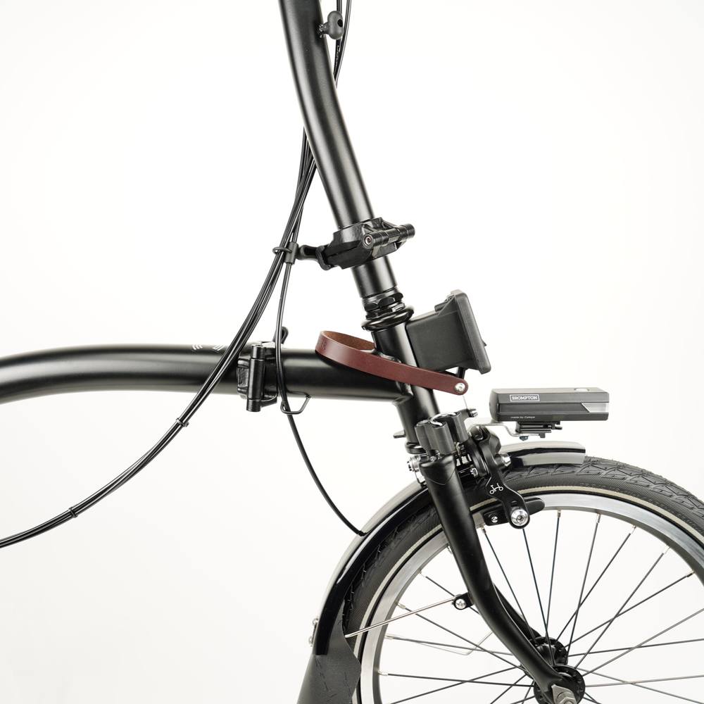 Brown Leather Front Carrier Block Strap for Brompton - Brompton - Souma Leather - side view