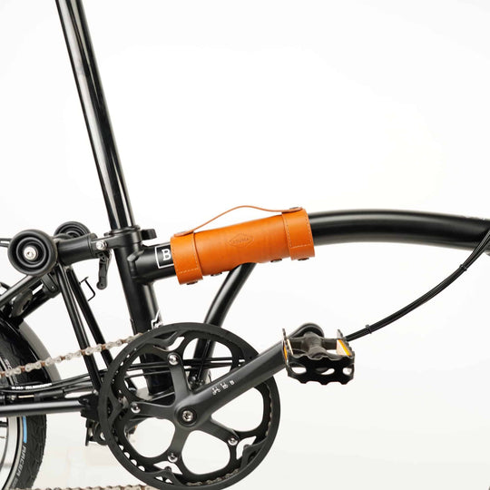 Honey Leather Brompton Carry Handle on Brompton - Brompton accessories - Souma Leather