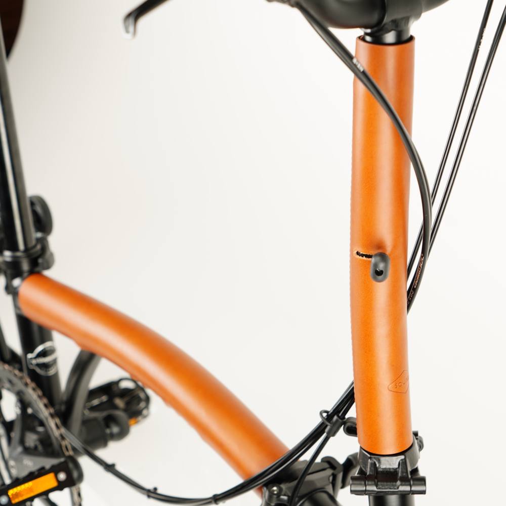 honey Full Frame Leather Protector full Set for Brompton Bicycle - Velcro - stem and fram