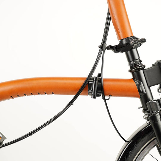 Brown Full Frame Leather Protector full Set for Brompton Bicycle - Velcro - close up
