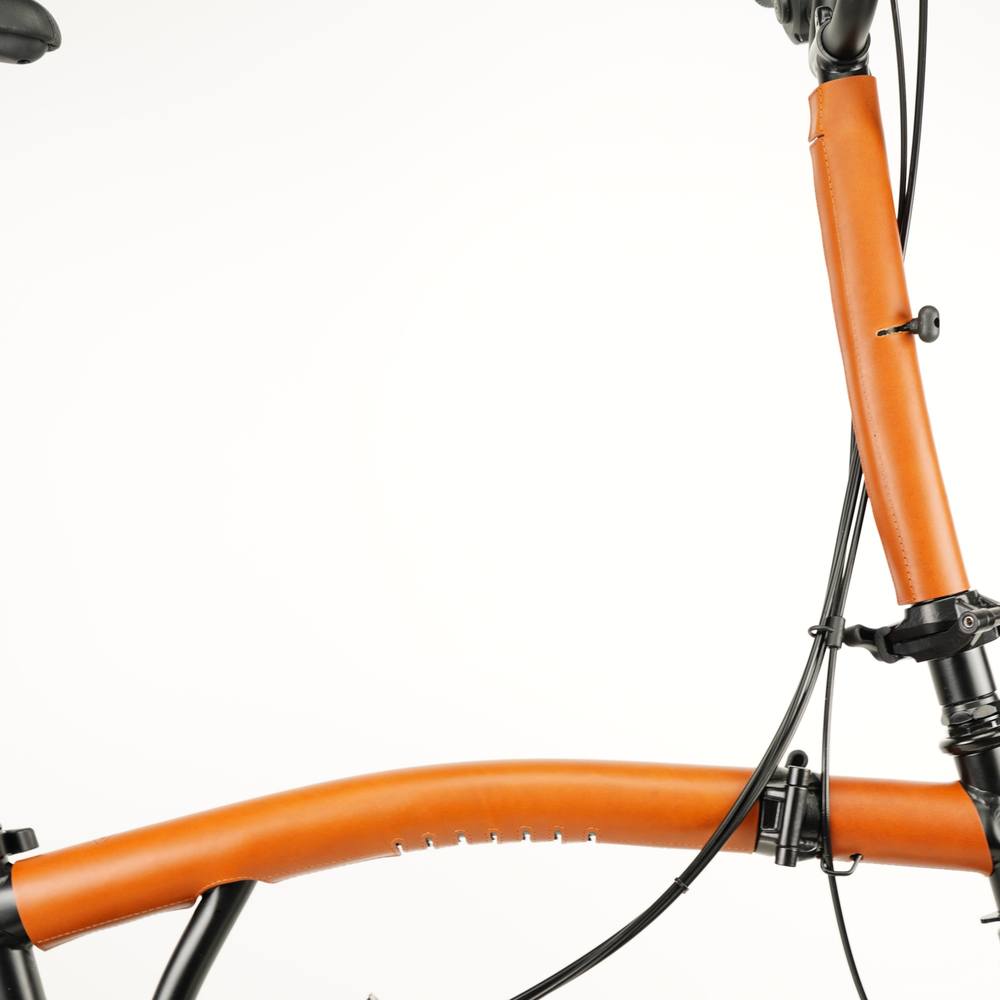 Brown Full Frame Leather Protector full Set for Brompton Bicycle - Velcro - Bicycle Covers - Souma Leather
