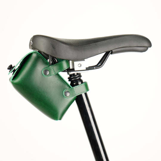 Leather Saddle Bag for Bicycles and Brompton bicycle
