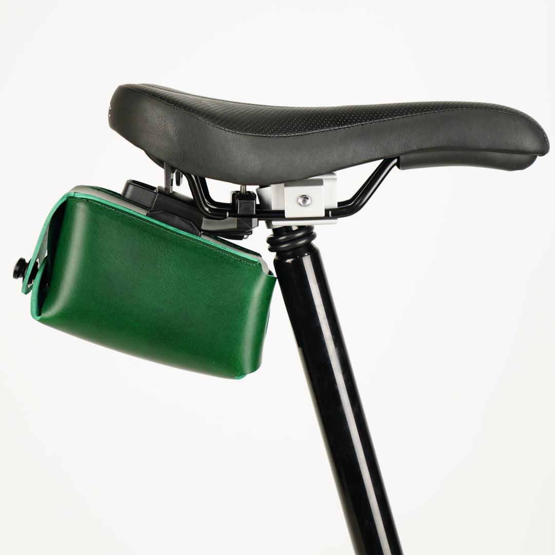 Bolsa de sillín de cuero para bicicleta - Cierre rápido