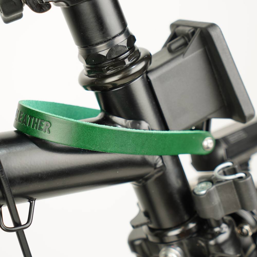 Green Leather Front Carrier Block Strap for Brompton - Brompton - Souma Leather
