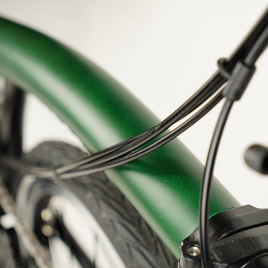 Green Full Frame Leather Protector full Set for Brompton Bicycle - Velcro - frame cover detail