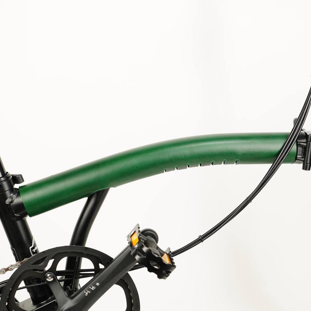 Green Full Frame Leather Protector full Set for Brompton Bicycle - Velcro - frame cover