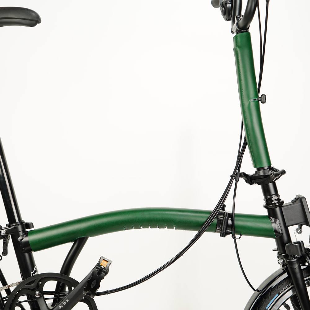 Green Full Frame Leather Protector full Set for Brompton Bicycle - Velcro 