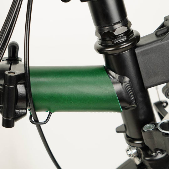 Green Full Frame Leather Protector full Set for Brompton Bicycle - Velcro - front frame
