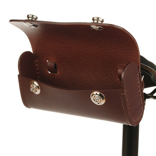 Brompton Saddle Bag Leather - Brown open