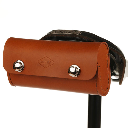 Brompton Saddle Bag Leather, honey color, silver hardware