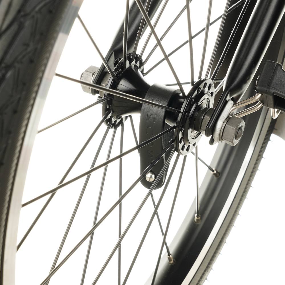 Black Leather Hub Shiners for Brompton Bicycle - Brompton accessories - Souma Leather - front wheel