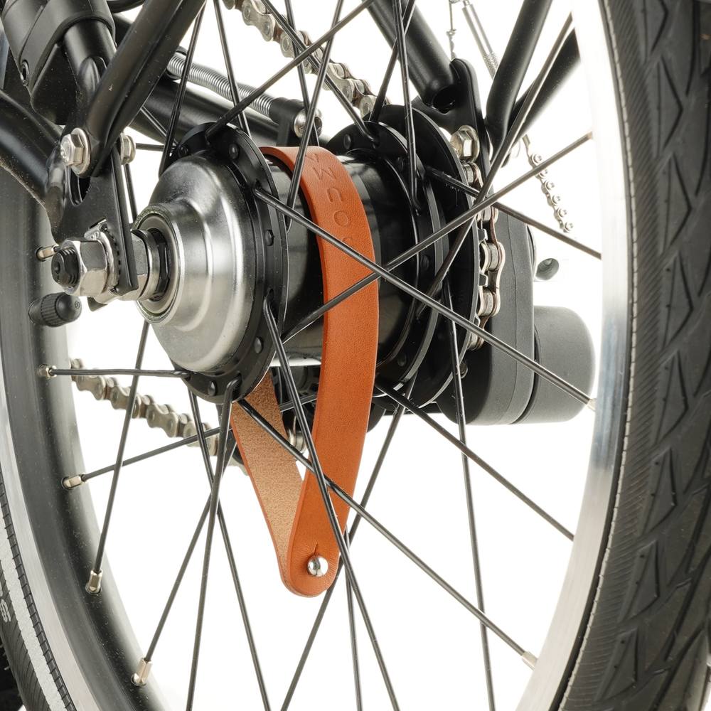 Honey Leather Hub Shiners for Brompton Bicycle - Brompton accessories - Souma Leather - rear wheel 