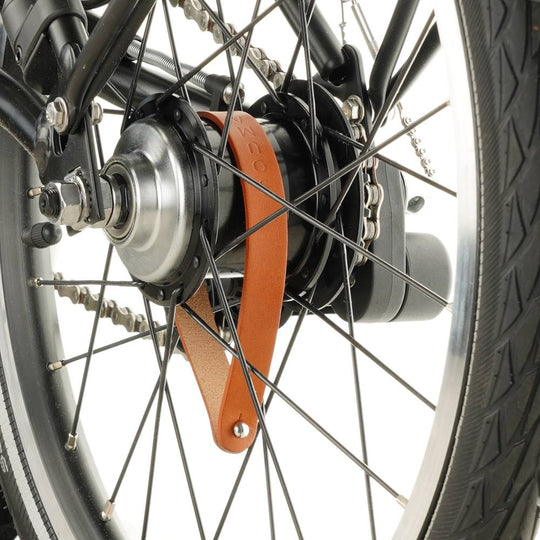 Honey Leather Hub Shiners for Brompton Bicycle - Brompton accessories - Souma Leather - rear wheel 