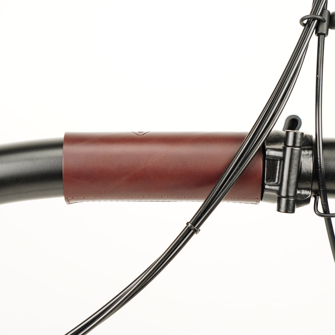 Frame Protector Set for Brompton - Velcro version, brown color, front part of main frame tube side view