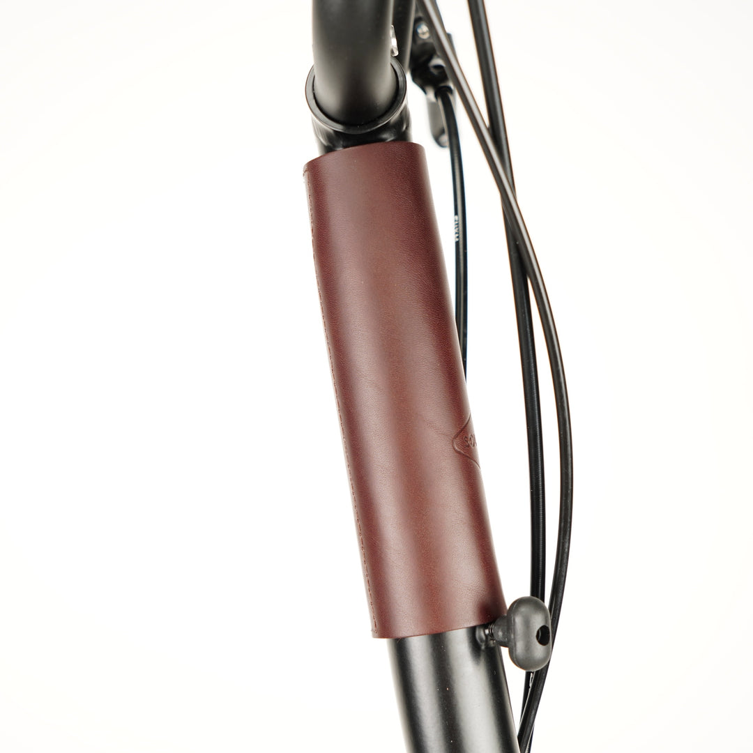 Frame Protector Set for Brompton - Velcro version, brown color, upper stem cover side view