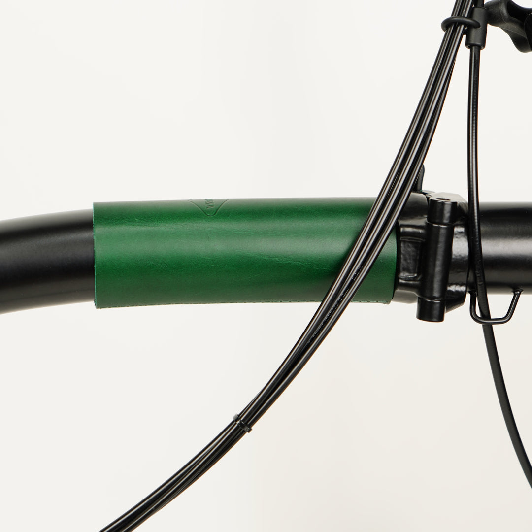 Frame Protector Set for Brompton - Velcro version, green color, front part of main frame tube side view