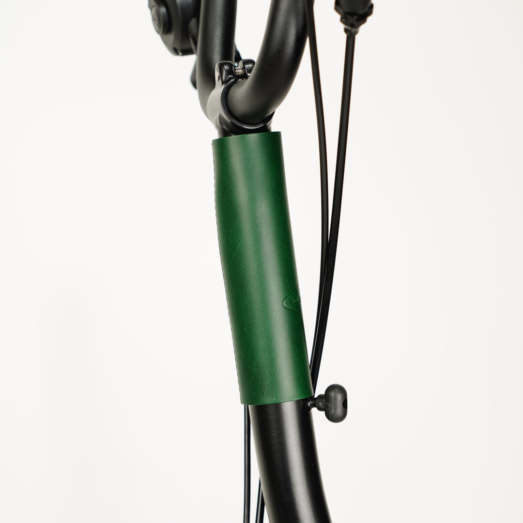 Frame Protector Set for Brompton - Velcro version, green color, upper stem cover side view