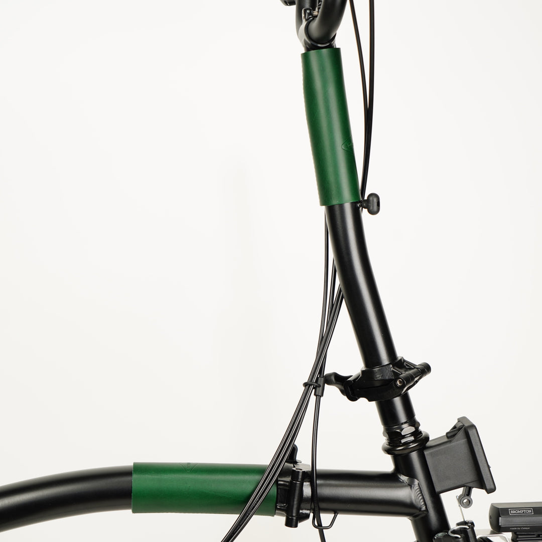 Frame Protector Set for Brompton - Velcro version, green color, close-up view