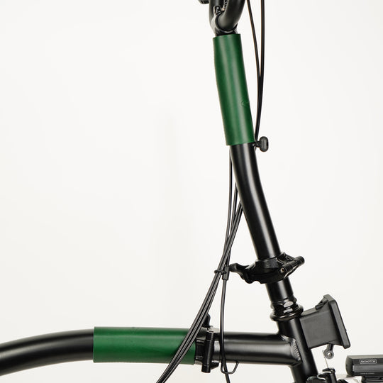 Frame Protector Set for Brompton - Velcro version, green color, close-up view