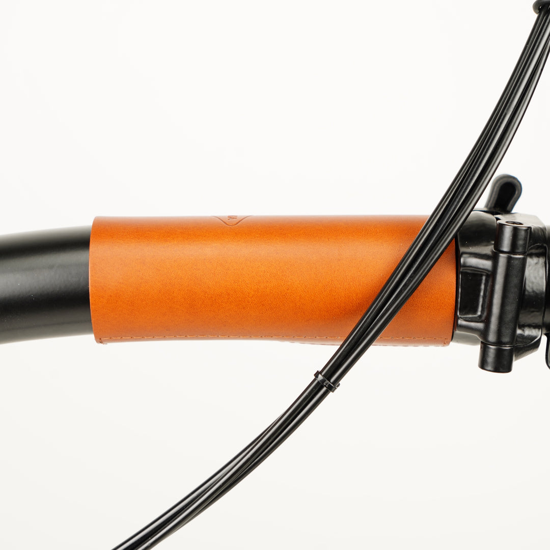 Frame Protector Set for Brompton - Velcro version, honey color, front part of main frame tube side view