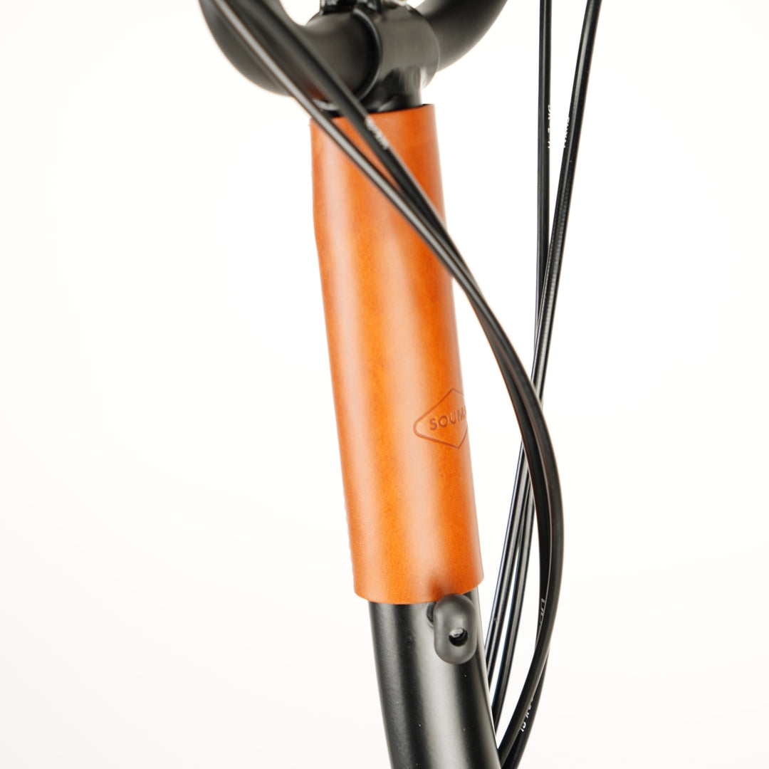Frame Protector Set for Brompton - Velcro version, honey color, upper stem cover side view