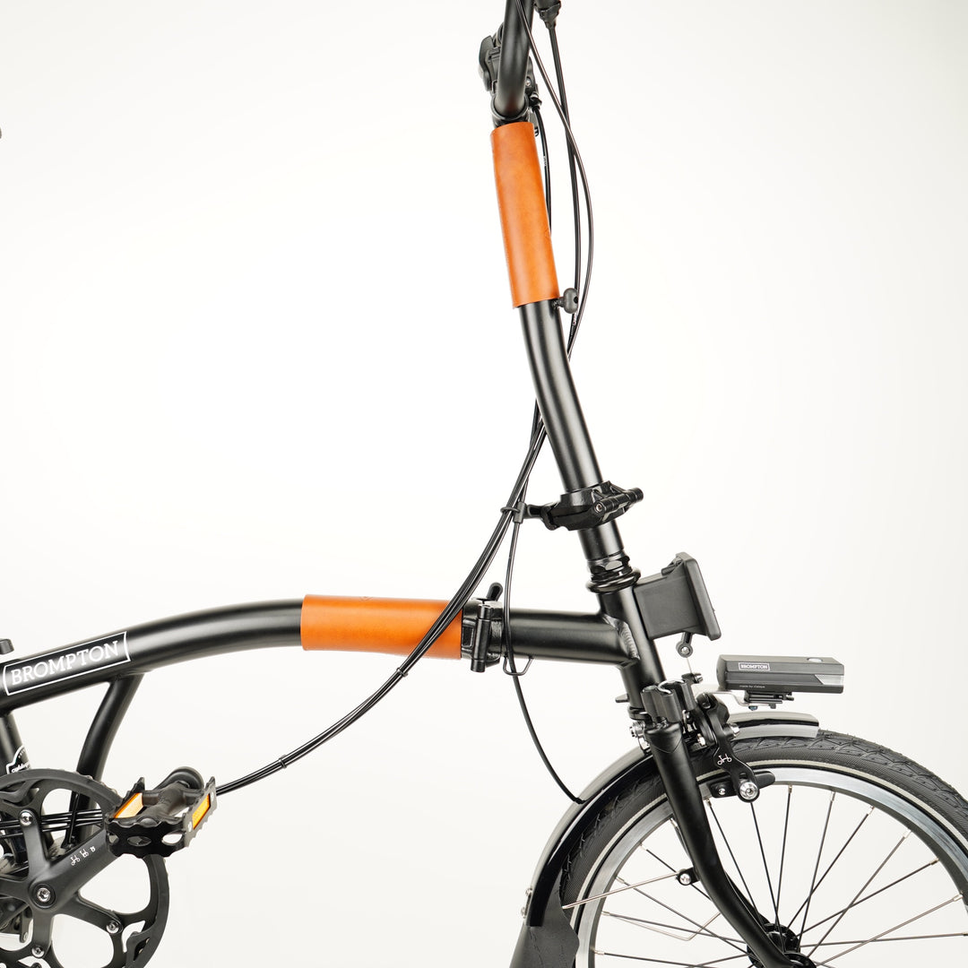Frame Protector Set for Brompton - Velcro version, honey color, further away view
