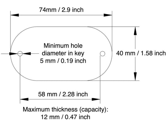 Technical drawing of an Apple AirTag organizer with dimensions labeled
