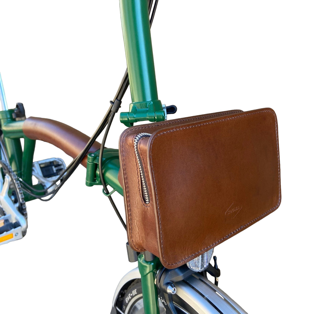 Front Carrier Pouch for Brompton Souma Leather Brown  Edit alt text