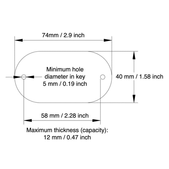Technical drawing of an Apple AirTag organizer with dimensions labeled