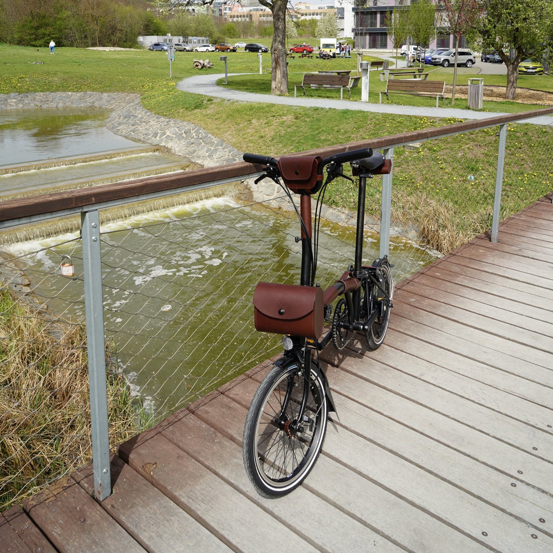 Leather Front Carrier Brompton Bag - Brompton bag - Souma Leather