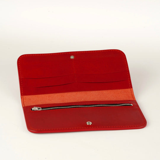 Women's Leather Wallet - Fold Souma Leather Red, inside