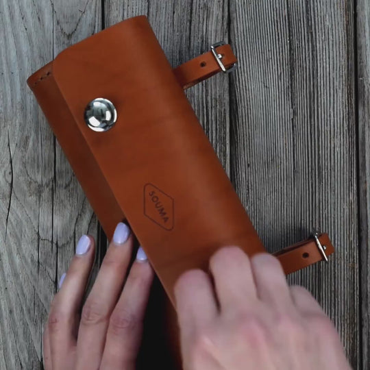 Traditionelle Fahrradsatteltasche Leder