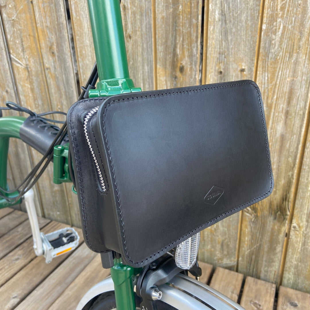 Front Carrier Pouch for Brompton Souma Leather Black 